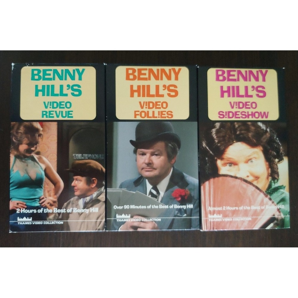 Benny Hill Lot Of 3 Video Sideshow Follies Revue VHS HBO Video Vntg Thames Dad